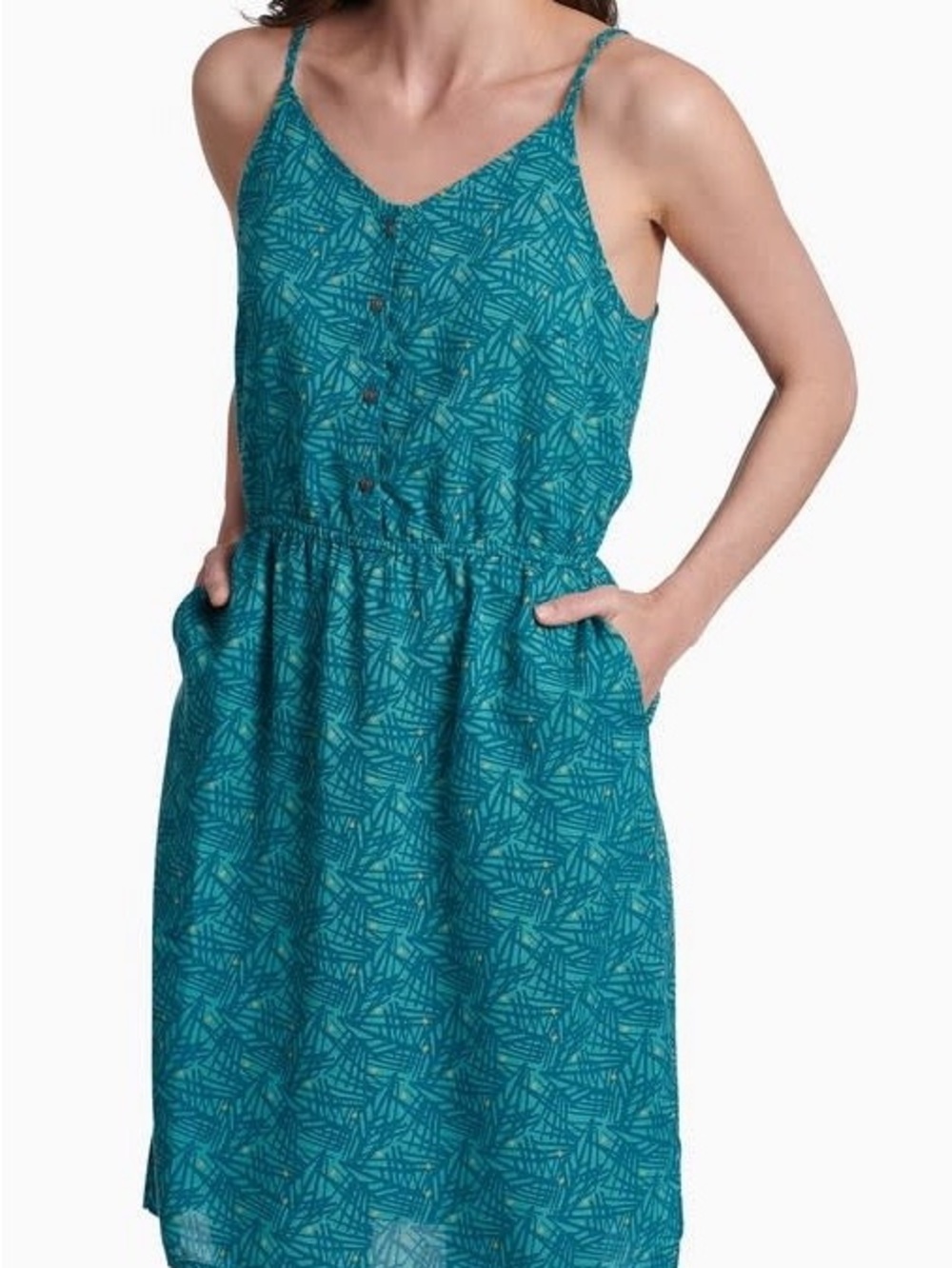 KÜHL LUCIE DRESS BREATHABLE LIGHTWEIGHT COOLING DRESS IN AQUA LARGE NWOT